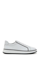 Men's White Lace-up Leather Sneaker | Derimod Men's White Lace-up Leather Sneaker | Derimod