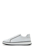Men's White Lace-up Leather Sneaker | Derimod Men's White Lace-up Leather Sneaker | Derimod