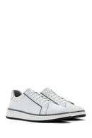 Men's White Lace-up Leather Sneaker | Derimod Men's White Lace-up Leather Sneaker | Derimod