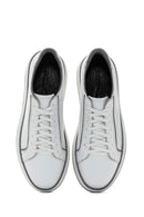 Men's White Lace-up Leather Sneaker | Derimod Men's White Lace-up Leather Sneaker | Derimod