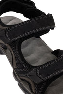 Erkek Siyah Bantlı Nubuk Deri Casual Sandalet | Derimod Erkek Siyah Bantlı Nubuk Deri Casual Sandalet | Derimod