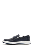 Men's Navy Blue Leather Casual Loafer | Derimod Men's Navy Blue Leather Casual Loafer | Derimod