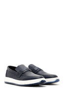 Men's Navy Blue Leather Casual Loafer | Derimod Men's Navy Blue Leather Casual Loafer | Derimod