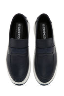 Men's Navy Blue Leather Casual Loafer | Derimod Men's Navy Blue Leather Casual Loafer | Derimod