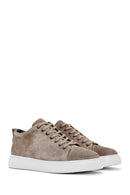 Erkek Vizon Bağcıklı Süet Deri Sneaker | Derimod Erkek Vizon Bağcıklı Süet Deri Sneaker | Derimod