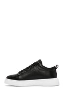 Erkek Siyah Bağcıklı Kalın Tabanlı Deri Sneaker | Derimod Erkek Siyah Bağcıklı Kalın Tabanlı Deri Sneaker | Derimod