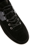 Erkek Siyah Bağcıklı Süet Deri Sneaker | Derimod Erkek Siyah Bağcıklı Süet Deri Sneaker | Derimod