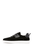 Erkek Siyah Bağcıklı Süet Deri Sneaker | Derimod Erkek Siyah Bağcıklı Süet Deri Sneaker | Derimod