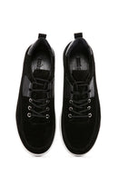 Erkek Siyah Bağcıklı Süet Deri Sneaker | Derimod Erkek Siyah Bağcıklı Süet Deri Sneaker | Derimod