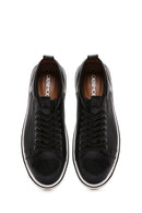 Erkek Siyah Bağcıklı Deri Sneaker | Derimod Erkek Siyah Bağcıklı Deri Sneaker | Derimod