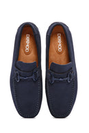 Men's Navy Blue Suede Leather Casual Loafer | Derimod Men's Navy Blue Suede Leather Casual Loafer | Derimod