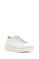 Erkek Beyaz Kalın Tabanlı Bağcıklı Deri Sneaker | Derimod Erkek Beyaz Kalın Tabanlı Bağcıklı Deri Sneaker | Derimod