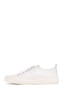 Erkek Beyaz Bağcıklı Deri Sneaker | Derimod Erkek Beyaz Bağcıklı Deri Sneaker | Derimod