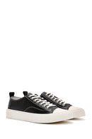Erkek Siyah Bağcıklı Deri Sneaker | Derimod Erkek Siyah Bağcıklı Deri Sneaker | Derimod