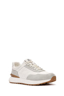 Men's White Lace-up Thick-Sole Leather Casual Sneaker | Derimod Men's White Lace-up Thick-Sole Leather Casual Sneaker | Derimod