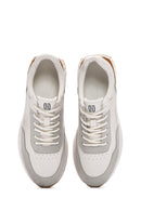 Men's White Lace-up Thick-Sole Leather Casual Sneaker | Derimod Men's White Lace-up Thick-Sole Leather Casual Sneaker | Derimod