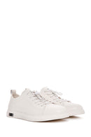 Men's White Lace-up Leather Sneaker | Derimod Men's White Lace-up Leather Sneaker | Derimod