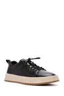 Erkek Siyah Bağcıklı Deri Sneaker | Derimod Erkek Siyah Bağcıklı Deri Sneaker | Derimod