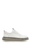 Erkek Beyaz Kalın Tabanlı Bağcıklı Deri Sneaker | Derimod Erkek Beyaz Kalın Tabanlı Bağcıklı Deri Sneaker | Derimod