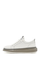 Erkek Beyaz Kalın Tabanlı Bağcıklı Deri Sneaker | Derimod Erkek Beyaz Kalın Tabanlı Bağcıklı Deri Sneaker | Derimod