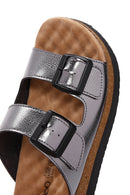 Women's Silver Buckled Comfort Slippers | Derimod Women's Silver Buckled Comfort Slippers | Derimod