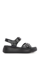 Women's Black Thick Sole Comfort Sandals with Ankle Strap | Derimod Women's Black Thick Sole Comfort Sandals with Ankle Strap | Derimod