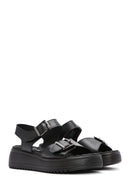 Women's Black Thick Sole Comfort Sandals with Ankle Strap | Derimod Women's Black Thick Sole Comfort Sandals with Ankle Strap | Derimod