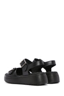 Women's Black Thick Sole Comfort Sandals with Ankle Strap | Derimod Women's Black Thick Sole Comfort Sandals with Ankle Strap | Derimod
