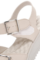 Women's Cream Thick-Soled Comfort Sandals with Ankle Strap | Derimod Women's Cream Thick-Soled Comfort Sandals with Ankle Strap | Derimod