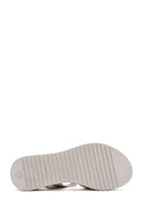 Women's Cream Thick-Soled Comfort Sandals with Ankle Strap | Derimod Women's Cream Thick-Soled Comfort Sandals with Ankle Strap | Derimod