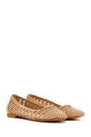 Women's Mink Knitted Ballerinas | Derimod Women's Mink Knitted Ballerinas | Derimod