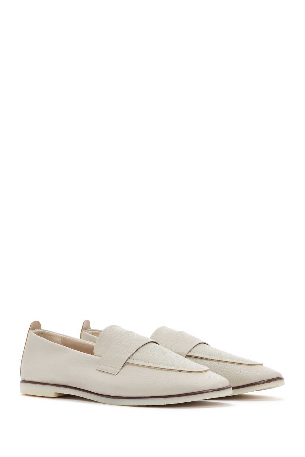 Kadın Krem Maskülen Loafer