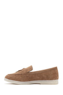 Women's Tan Tassel Suede Masculine Loafer | Derimod Women's Tan Tassel Suede Masculine Loafer | Derimod