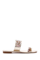 Women's Gold Stone Flip Flops | Derimod Women's Gold Stone Flip Flops | Derimod