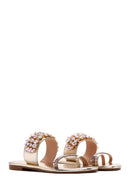 Women's Gold Stone Flip Flops | Derimod Women's Gold Stone Flip Flops | Derimod