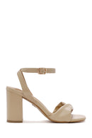 Women's Beige Ankle Strap Heeled Sandals | Derimod Women's Beige Ankle Strap Heeled Sandals | Derimod