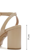 Women's Beige Ankle Strap Heeled Sandals | Derimod Women's Beige Ankle Strap Heeled Sandals | Derimod
