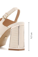 Women's Beige Ankle Strap Heeled Sandals | Derimod Women's Beige Ankle Strap Heeled Sandals | Derimod
