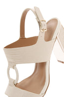 Women's Beige Ankle Strap Heeled Sandals | Derimod Women's Beige Ankle Strap Heeled Sandals | Derimod