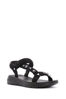 Women's Black Ankle Strap Stone Sandals | Derimod Women's Black Ankle Strap Stone Sandals | Derimod