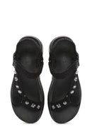 Women's Black Ankle Strap Stone Sandals | Derimod Women's Black Ankle Strap Stone Sandals | Derimod
