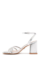 Women's Silver Ankle Strap Heeled Sandals | Derimod Women's Silver Ankle Strap Heeled Sandals | Derimod