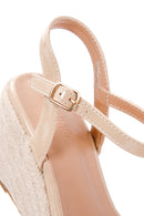 Women's Beige Ankle Strap Wedge Heels Patent Leather Espadrille | Derimod Women's Beige Ankle Strap Wedge Heels Patent Leather Espadrille | Derimod