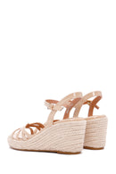 Women's Beige Ankle Strap Wedge Heels Patent Leather Espadrille | Derimod Women's Beige Ankle Strap Wedge Heels Patent Leather Espadrille | Derimod