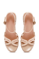 Women's Beige Ankle Strap Wedge Heels Patent Leather Espadrille | Derimod Women's Beige Ankle Strap Wedge Heels Patent Leather Espadrille | Derimod