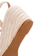 Women's Beige Ankle Strap Wedge Heels Patent Leather Espadrille | Derimod Women's Beige Ankle Strap Wedge Heels Patent Leather Espadrille | Derimod