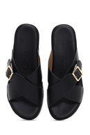 Women's Black Thick Soled Comfort Slippers | Derimod Women's Black Thick Soled Comfort Slippers | Derimod