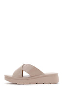 Women's Beige Thick Soled Comfort Slippers | Derimod Women's Beige Thick Soled Comfort Slippers | Derimod