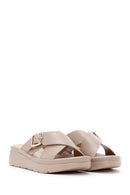 Women's Beige Thick Soled Comfort Slippers | Derimod Women's Beige Thick Soled Comfort Slippers | Derimod