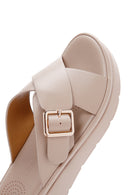 Women's Beige Thick Soled Comfort Slippers | Derimod Women's Beige Thick Soled Comfort Slippers | Derimod